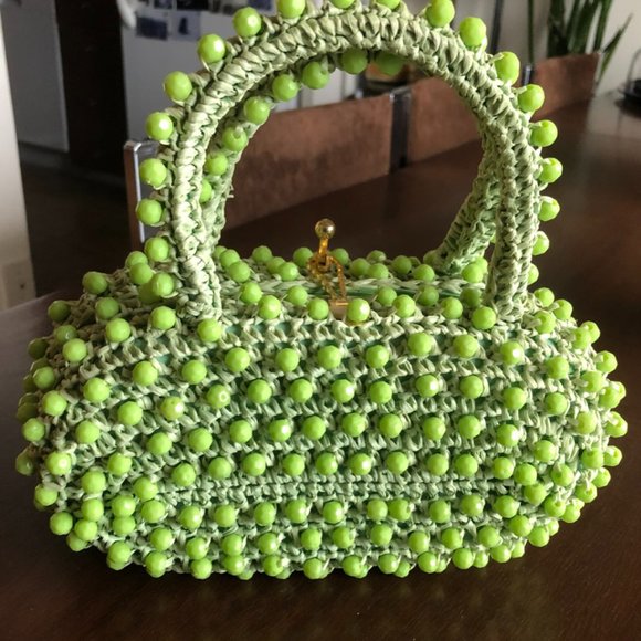 Made In Italy Handbags - VINTAGE Lime Green Crochet purse